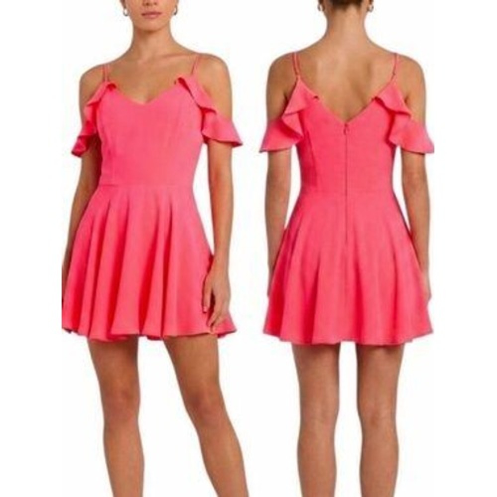 Amanda Uprichard Tate 100% Silk Orange Flutter Spaghetti Strap Mini Dress Large